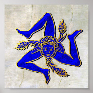 Siciliaanse Trinacria op pleister Poster