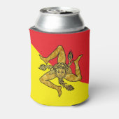 Siciliaanse Trinacria op Siciliaanse vlag Blikjeskoeler (Blikje Achterkant)