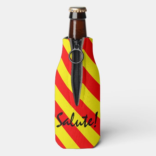 Siciliaanse Trinacria rode gele streep Flesjeskoeler (Fles Achterkant)