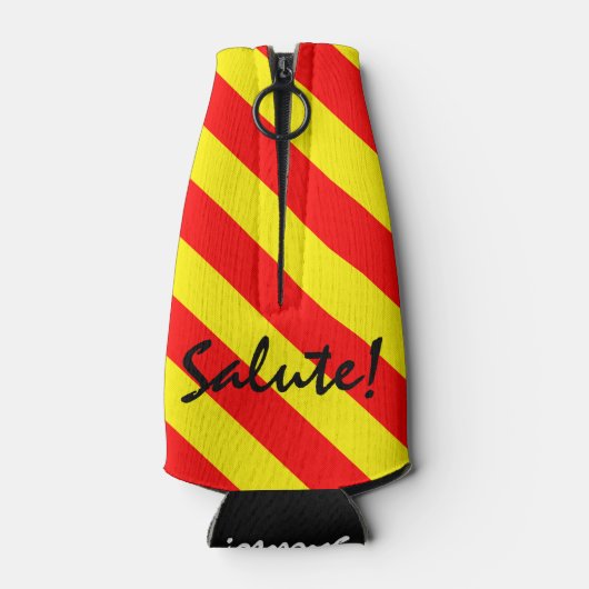 Siciliaanse Trinacria rode gele streep Flesjeskoeler (Achterkant)