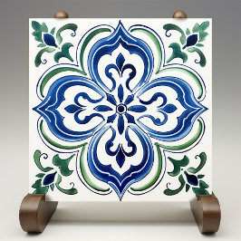 Siciliaanse tuin Waterverf blauw groen Tegeltje