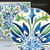 Siciliaanse tuin Waterverf blauw groen Tegeltje