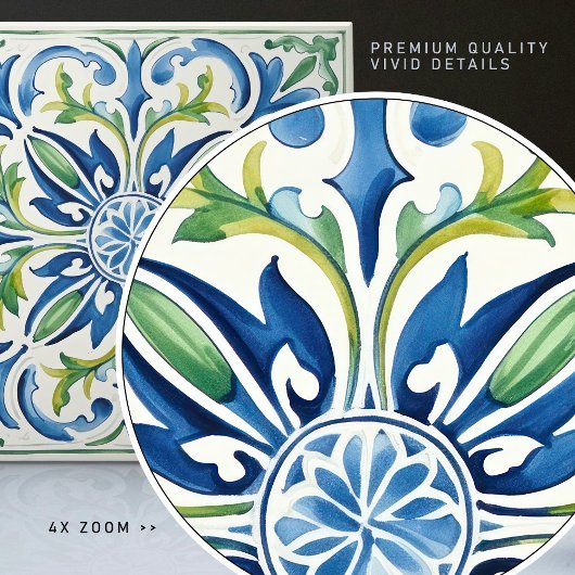 Siciliaanse tuin Waterverf blauw groen Tegeltje