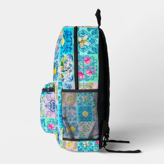 Siciliaanse turquoise citrus Mediterrane azulejo Bedrukte Rugzak (Rechts)