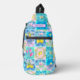 Siciliaanse turquoise citrus Mediterrane azulejo Sling Bag