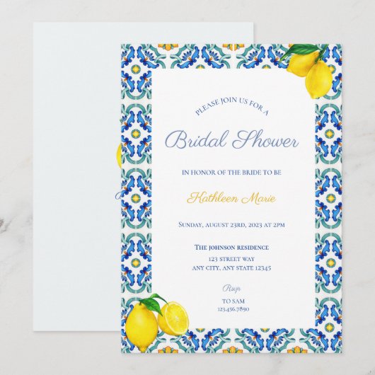 Siciliaanse uitnodiging voor een bridal (Voorkant / Achterkant)