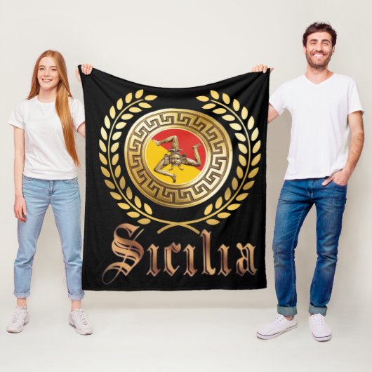Siciliaanse vlag en Emblem Gift Blanket Fleece Deken (In situ)