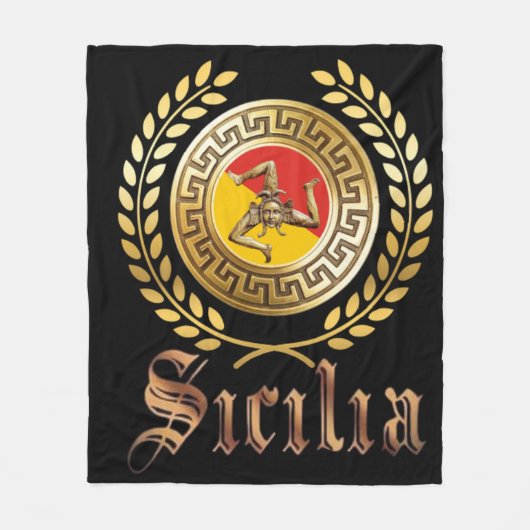 Siciliaanse vlag en Emblem Gift Blanket Fleece Deken (Voorkant)