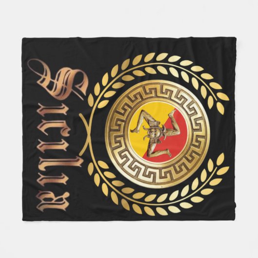 Siciliaanse vlag en Emblem Gift Blanket Fleece Deken (Voorkant (Horizontaal))