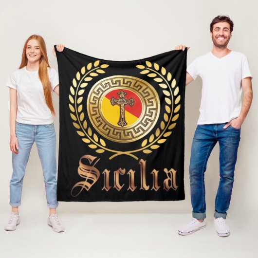 Siciliaanse vlag en kruisbeeld fleece deken (In situ)