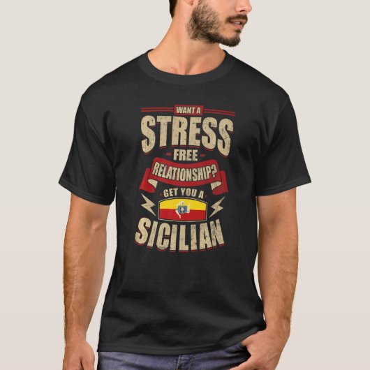 Siciliaanse vlag Groep Siciliaanse Mannen & vrouwe T-shirt (Voorkant)