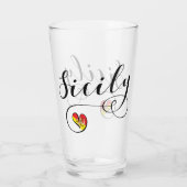 Siciliaanse vlag Heart, Sicilië Glas (Achterkant)