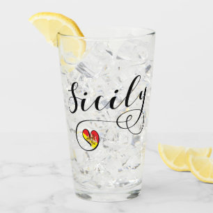 Siciliaanse vlag Heart, Sicilië Glas
