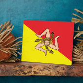 Siciliaanse vlag plaquette fotoplaat (Zijkant)