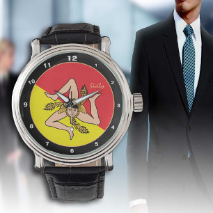 Siciliaanse vlag, Siciliaanse trendy mode/ontwerph Horloge