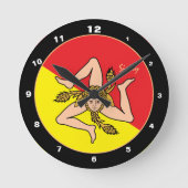 Siciliaanse vlag, Siciliaanse trendy mode/ontwerpk Ronde Klok (Voorkant)