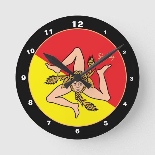 Siciliaanse vlag, Siciliaanse trendy mode/ontwerpk Ronde Klok (Voorkant)