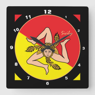 Siciliaanse vlag, Siciliaanse trendy mode/ontwerpk Vierkante Klok