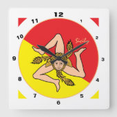 Siciliaanse vlag, Siciliaanse trendy mode/ontwerpk Vierkante Klok (Voorkant)