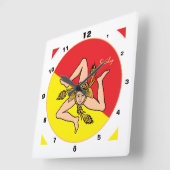 Siciliaanse vlag, Siciliaanse trendy mode/ontwerpk Vierkante Klok (Hoek)