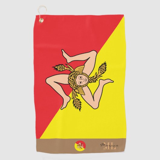 Siciliaanse vlag & Sicilië monogrammen / golfhandd Golfhanddoek (Voorkant)