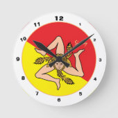Siciliaanse vlag, Sicilië trendy mode / ontwerp kl Ronde Klok (Voorkant)