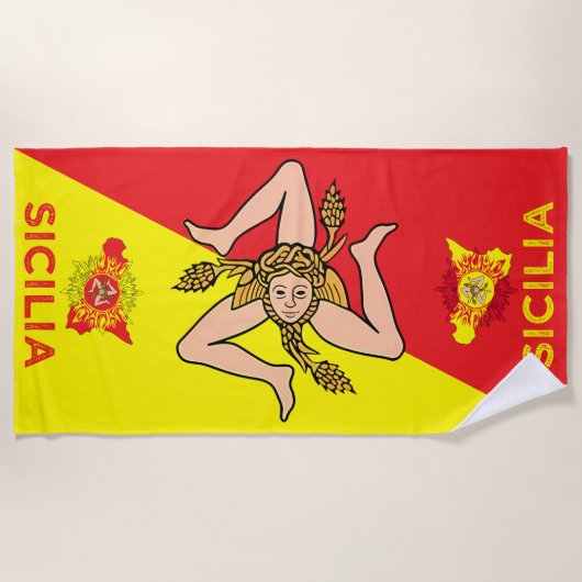 Siciliaanse vlag Trinacria Strandlaken (Voorkant)