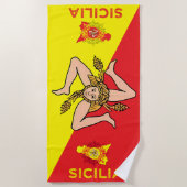 Siciliaanse vlag Trinacria Strandlaken (Voorkant)