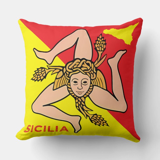 Siciliaanse vlag van Sicilië Trinacria Pillow Kussen (Voorkant)