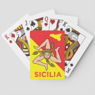 Siciliaanse vlag van Sicilië Trinacria Pokerkaarten