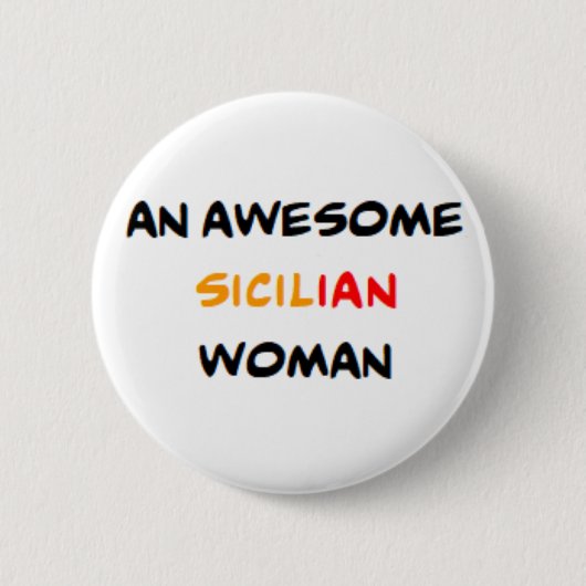 Siciliaanse vrouw, geweldig ronde button 5,7 cm (Voorkant)