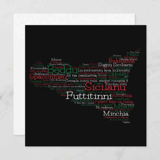 Siciliaanse Word Art Map (Voorkant / Achterkant)