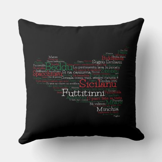 Siciliaanse Word Art Map Kussen (Achterkant)