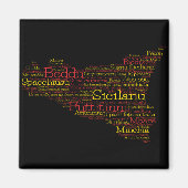 Siciliaanse Word Art Map Magneet (Voorkant)