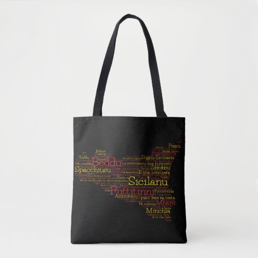 Siciliaanse Word Art Map Tote Bag (Voorkant)