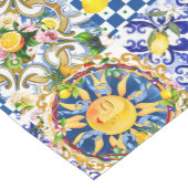 Siciliaanse zon, citroen, mediterrane tegels, medium tafelloper (Hoek)