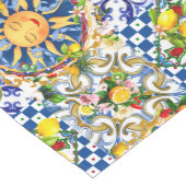 Siciliaanse zon, citroen, mediterrane tegels, medium tafelloper (Hoek)