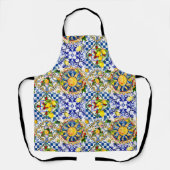 Siciliaanse zon, citroen, mediterrane tegels, schort (Voorkant)