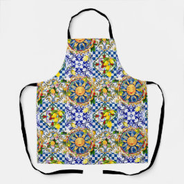 Siciliaanse zon, citroen, mediterrane tegels, schort