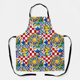 Siciliaanse zon, citroen, mediterrane tegels, schort