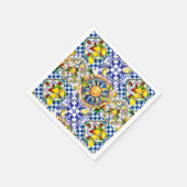 Siciliaanse zon, citroen, mediterrane tegels, servet (Hoek)