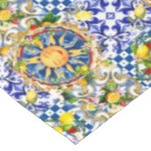 Siciliaanse zon, citroen, mediterrane tegels, tafelkleed (Gekanteld)