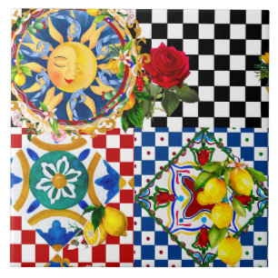 Siciliaanse zon, citroen, mediterrane tegels, tegeltje