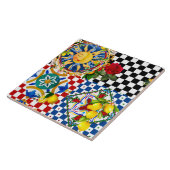 Siciliaanse zon, citroen, mediterrane tegels, tegeltje (Zijkant)