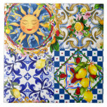 Siciliaanse zon, citroen, mediterrane tegels, tegeltje<br><div class="desc">Siciliaanse zon,  mediterrane tegels,  citrus,  citroen,  majolica Tegels</div>