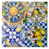 Siciliaanse zon, citroen, mediterrane tegels, tegeltje (Voorkant)