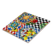 Siciliaanse zon, citroen, mediterrane tegels, tegeltje (Zijkant)