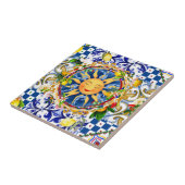 Siciliaanse zon, citroen, mediterrane tegels, tegeltje (Zijkant)