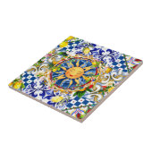 Siciliaanse zon, citroen, mediterrane tegels, tegeltje (Zijkant)