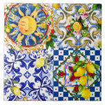 Siciliaanse zon, citroen, mediterrane tegels, tegeltje<br><div class="desc">Siciliaanse zon,  mediterrane tegels,  citrus,  citroen,  majolica Tegels</div>